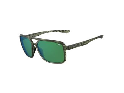 Tifosi Optics Salto Polarised Single Lens Sunglasses Olive Stripe Fade Emerald Mirror Polariz