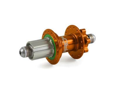 Hope Tech PRO 4 Rear 32H  135mm - 10mm bolt-in 32H Shimano Steel HG Freehub Orange  click to zoom image