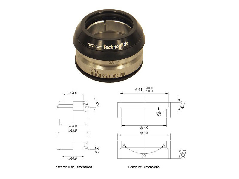 Tange Seiki Technoglide IS2 Fully Integrated Headset in Black. 1 1/8" + 15mm Alloy Tall Cap Cover click to zoom image