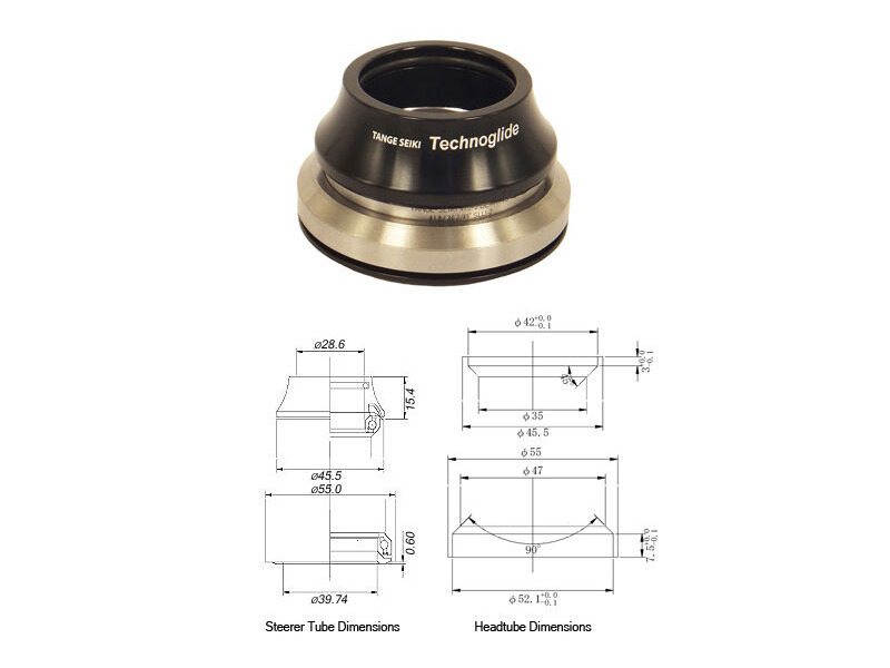 Tange Seiki Technoglide IS245 Fully Integrated Headset in Black. 1 1/8" 1 1/2" + 15mm Alloy Tall Cap Cover click to zoom image