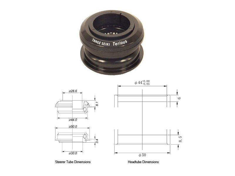 Tange Seiki Terious ZST2 Semi Integrated Headset in Black. 1 1/8" click to zoom image