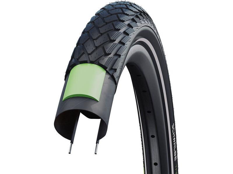 Schwalbe Green Marathon City/Touring Tyre in Black/Reflex (Wired) 26 x 1.75" E-50 click to zoom image