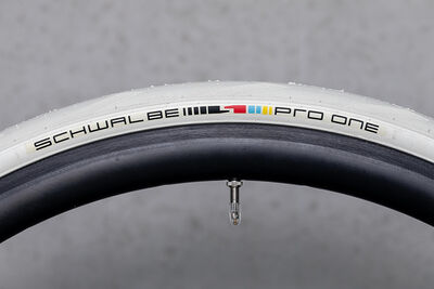 Schwalbe Pro One "X SPARTACUS" TLE Addix-Race Evolution V-Guard Tyre in White (Folding) 700 x 28mm click to zoom image