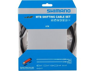 Shimano MTB gear cable set for rear only, Polymer coated stainless steel inner, black