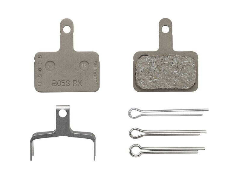 Shimano B05S disc brake pads and spring, steel backed, resin click to zoom image