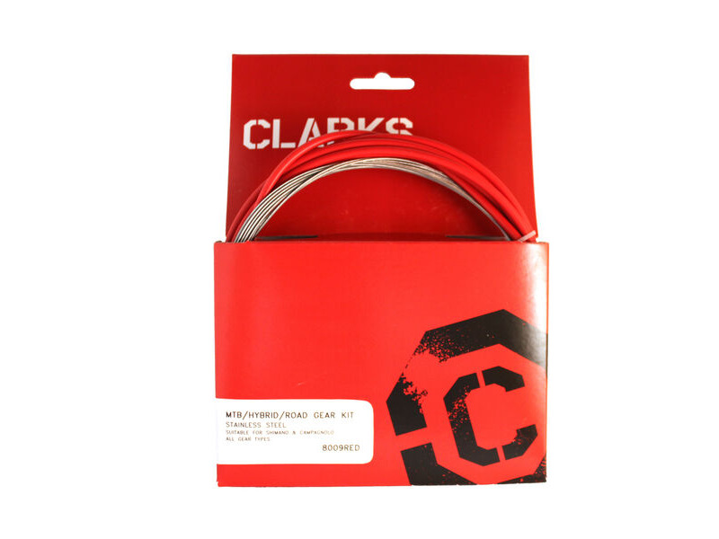 Clarks Universal S/S Front & Rear Gear Cable Kit W/SP4 Red Outer Casing click to zoom image
