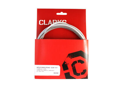 Clarks Universal S/S Front &amp; Rear Gear Cable Kit W/SP4 White Outer Casing