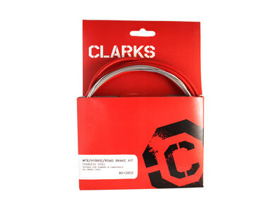 Clarks Universal S/S Front &amp; Rear Brake Cable Kit W/P2 Red Outer Casing